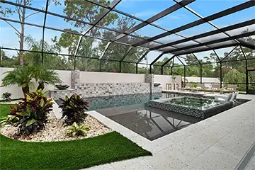 Large bronze pool enclosure